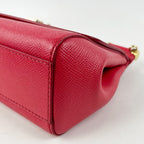 Borsa Dolce & Gabbana Sicily Mini Rossa in Pelle Dauphine con Dettagli Dorati – 20 cm