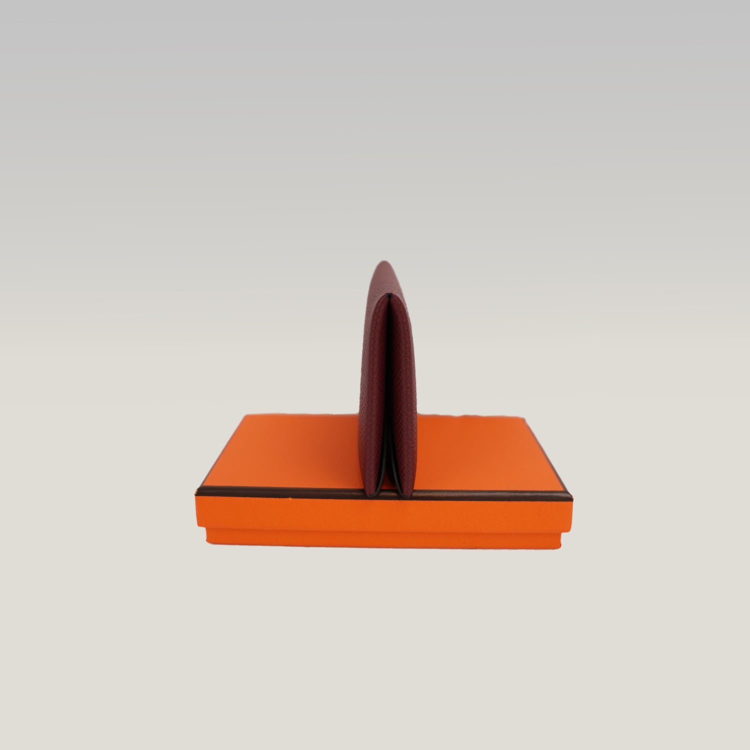 Hermès Portacarte in Pelle Bordeaux Stamp K con Scatola