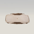 Gucci Borsa a Spalla Grande Vintage in Tela GG Beige e Pelle Bianca