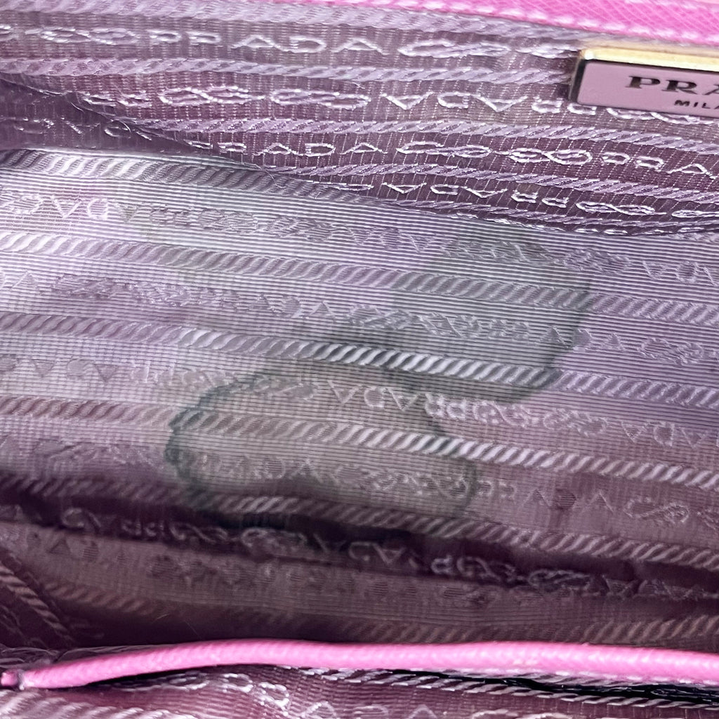 Prada Galleria Borsa a Mano in Pelle Saffiano Fucsia con Tracolla