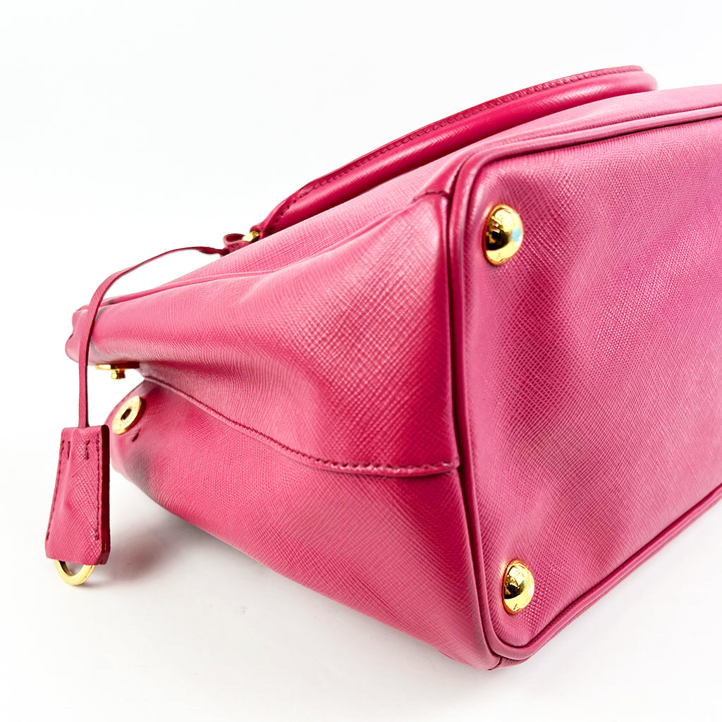 Prada Galleria Borsa a Mano in Pelle Saffiano Fucsia con Tracolla