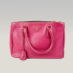 Prada Galleria Borsa a Mano in Pelle Saffiano Fucsia con Tracolla