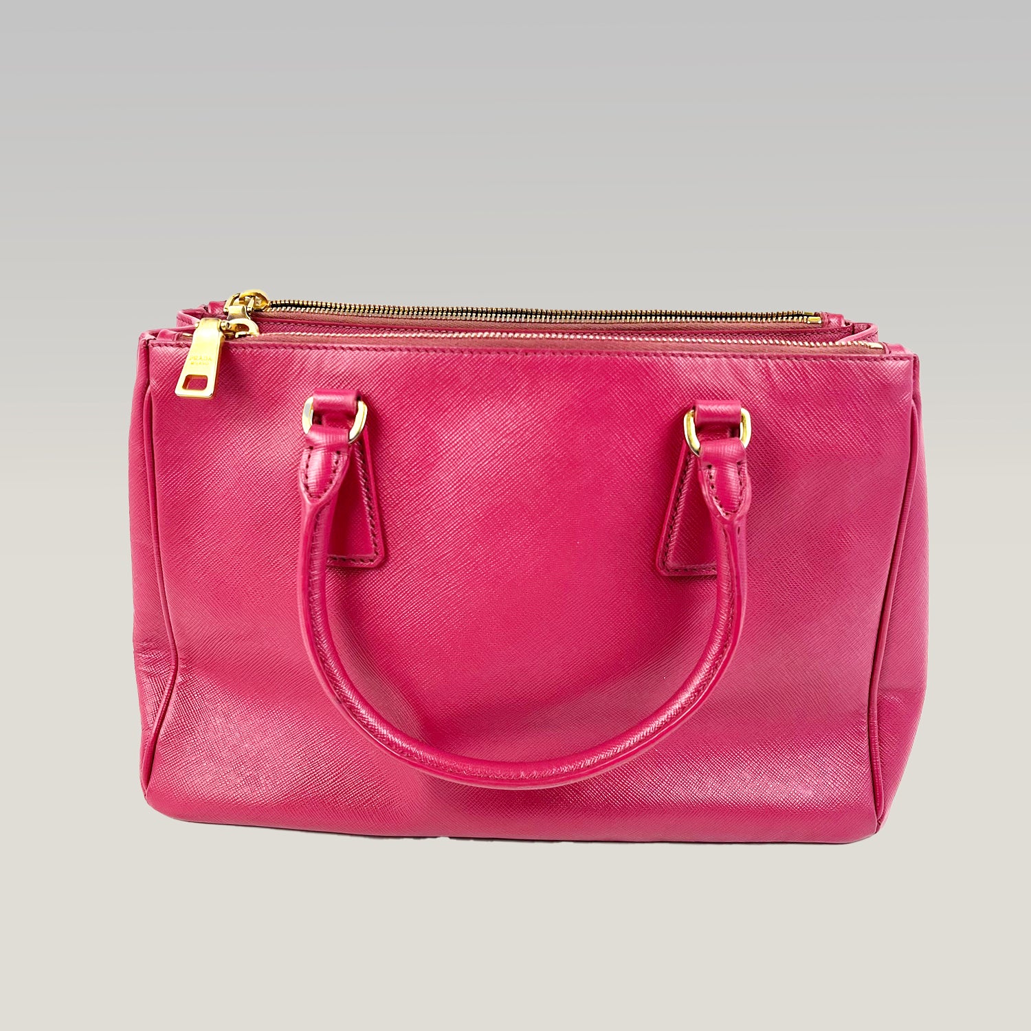 Prada Galleria Borsa a Mano in Pelle Saffiano Fucsia con Tracolla