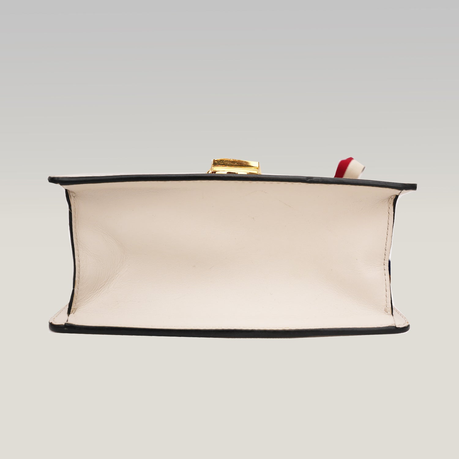 Gucci Sylvie Mini white leather bag with Web ribbon and gold chain