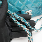 Chanel Classic Flap blu trapuntata con motivo a rombi