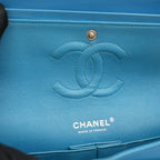 Chanel Classic Flap blu trapuntata con motivo a rombi