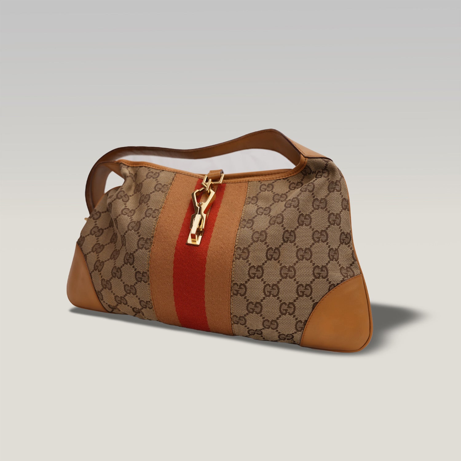 Gucci Jackie 1961 – borsa a spalla GG Supreme con fascia Web gialla