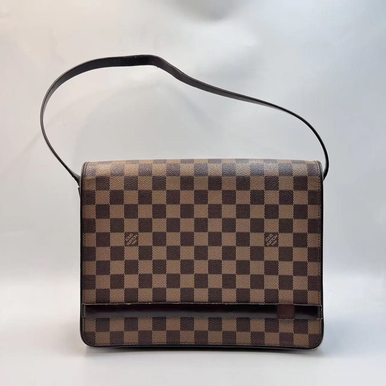 Louis Vuitton Damier Ebene Borsa a Spalla con Interno Rosso