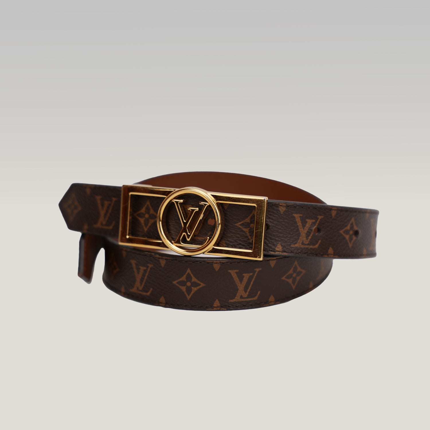 Louis Vuitton cintura Monogram con fibbia oro misura 70 cm