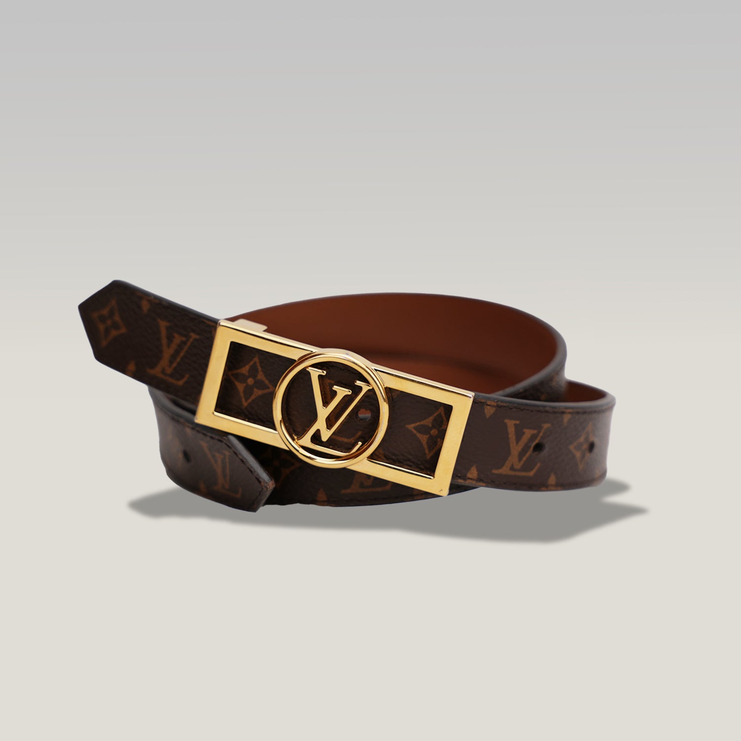 Louis Vuitton cintura Monogram con fibbia oro misura 70 cm