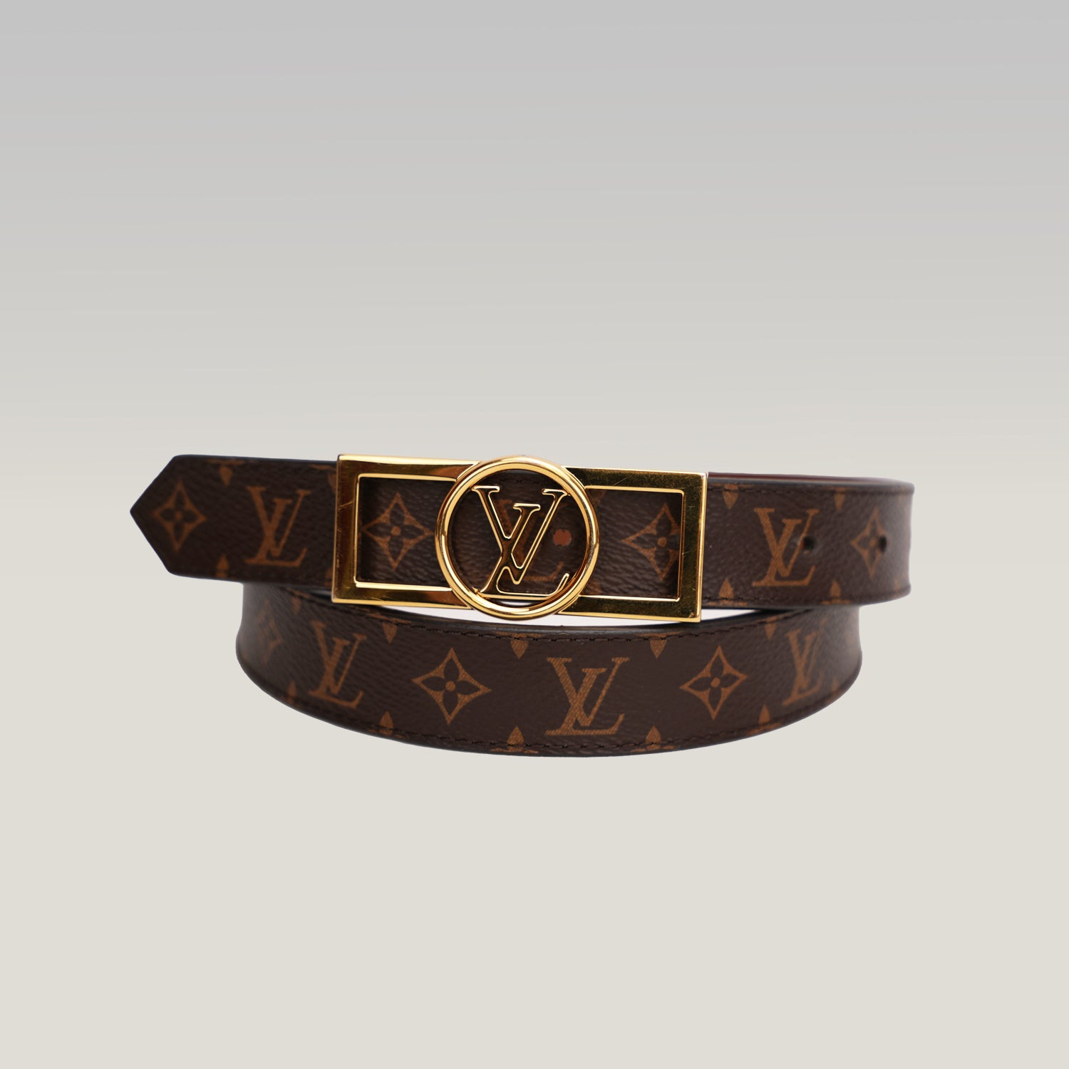 Louis Vuitton cintura Monogram con fibbia oro misura 70 cm