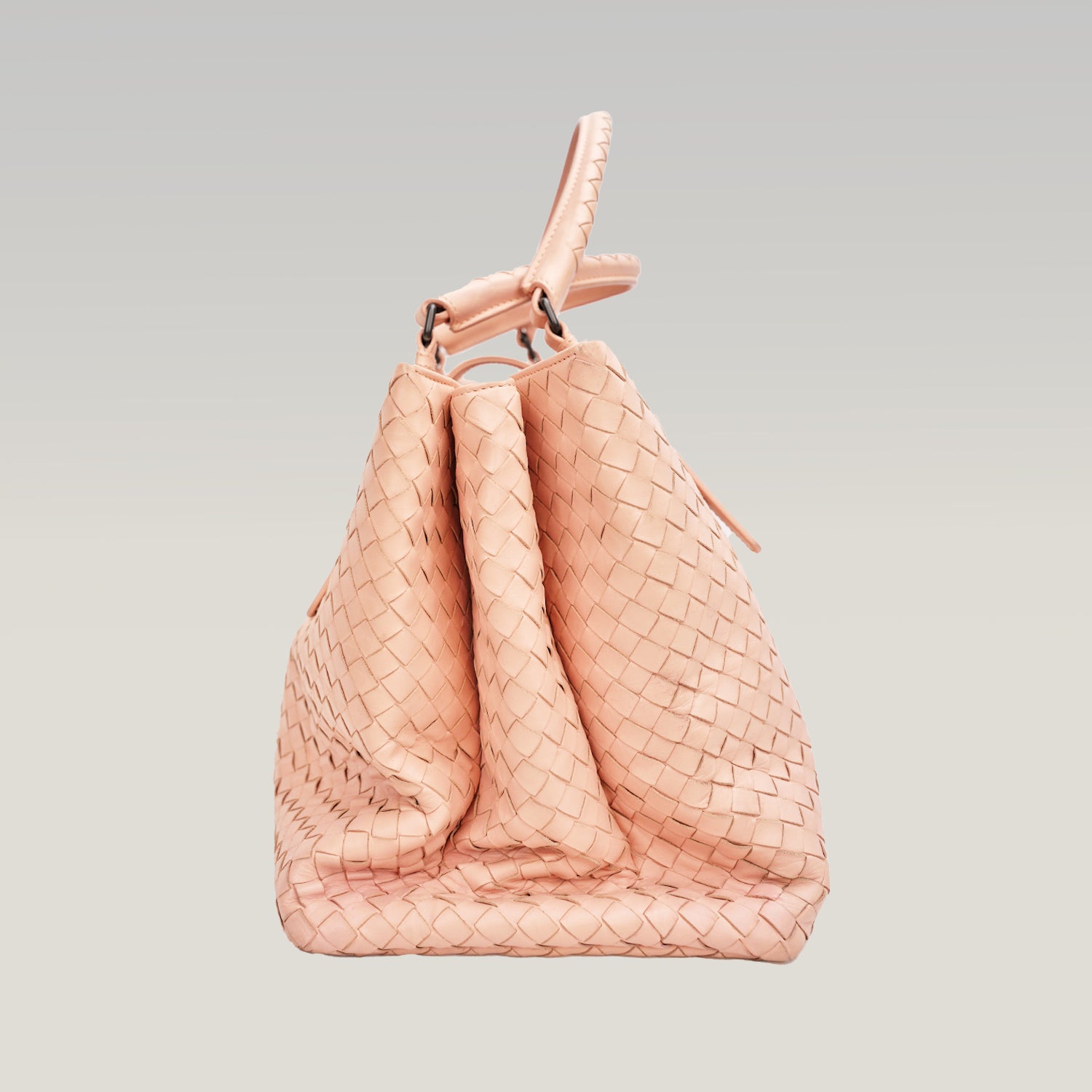 Bottega Veneta Roma in pelle intrecciata rosa