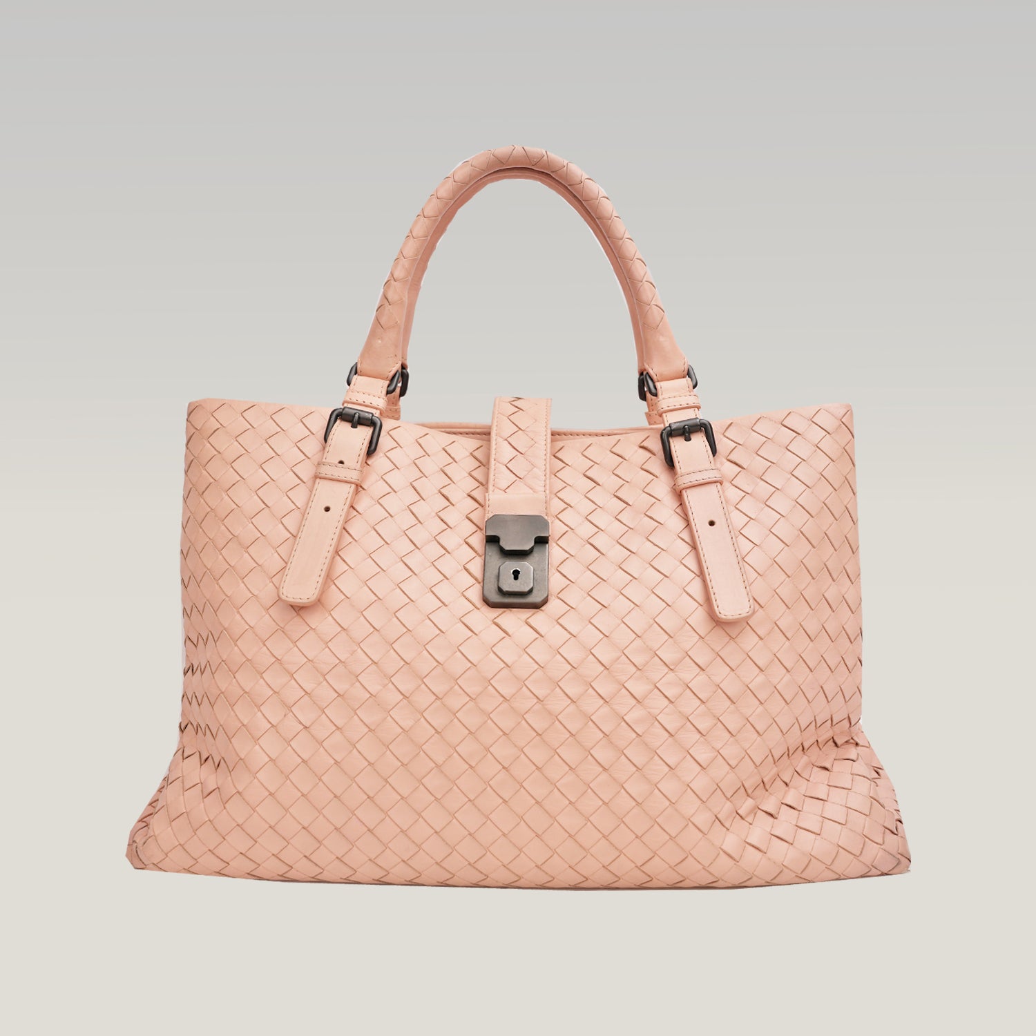 Bottega Veneta Roma in pelle intrecciata rosa
