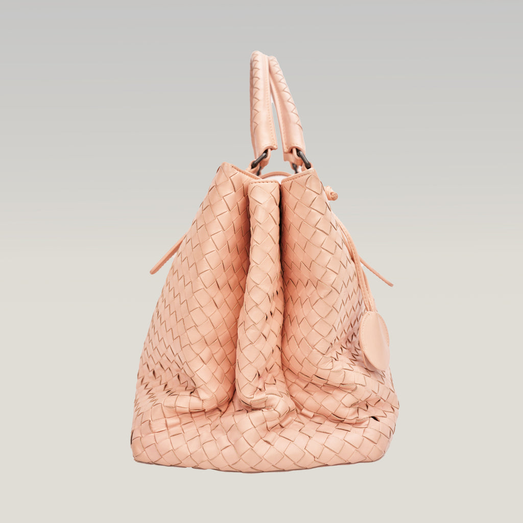Bottega Veneta Roma in pelle intrecciata rosa