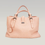 Bottega Veneta Roma in pelle intrecciata rosa
