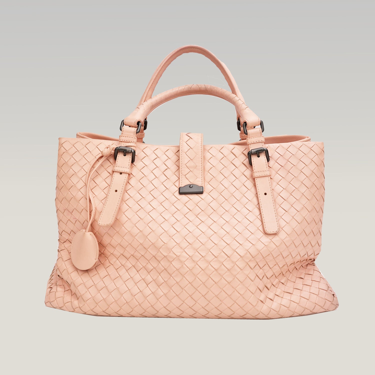 Bottega Veneta Roma in pelle intrecciata rosa