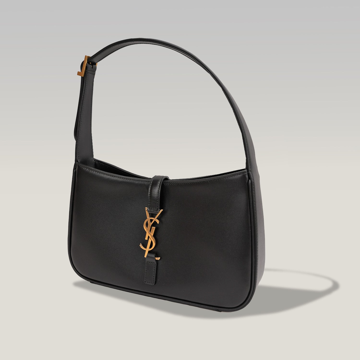 Saint Laurent Le 5 à 7 borsa a spalla nera in pelle liscia con logo YSL dorato