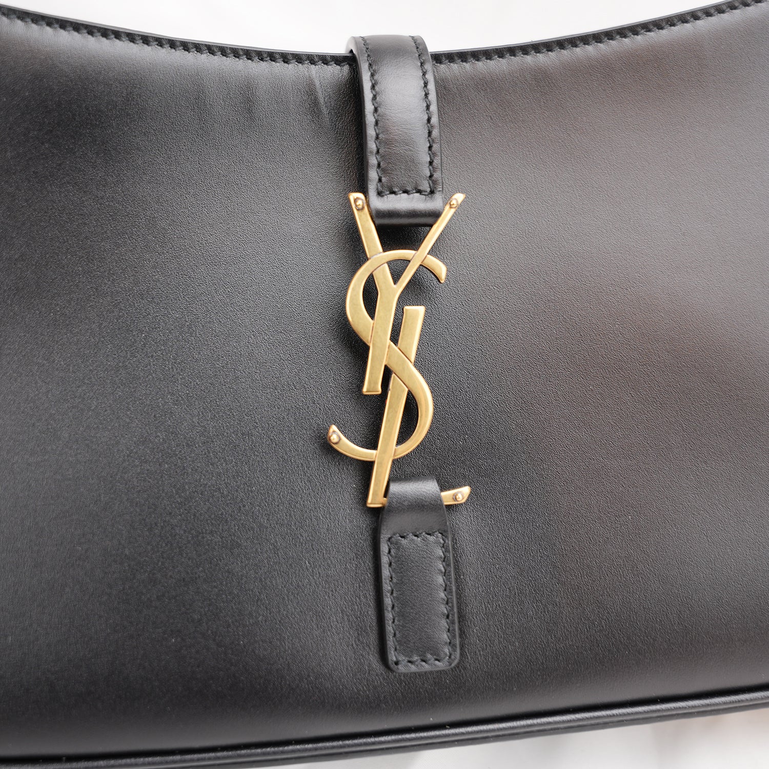 Saint Laurent Le 5 à 7 borsa a spalla nera in pelle liscia con logo YSL dorato