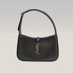 Saint Laurent Le 5 à 7 borsa a spalla nera in pelle liscia con logo YSL dorato