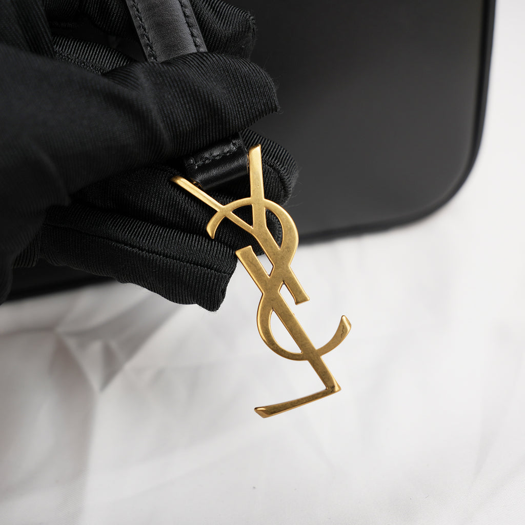 Saint Laurent Le 5 à 7 borsa a spalla nera in pelle liscia con logo YSL dorato