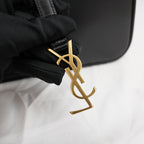 Saint Laurent Le 5 à 7 borsa a spalla nera in pelle liscia con logo YSL dorato