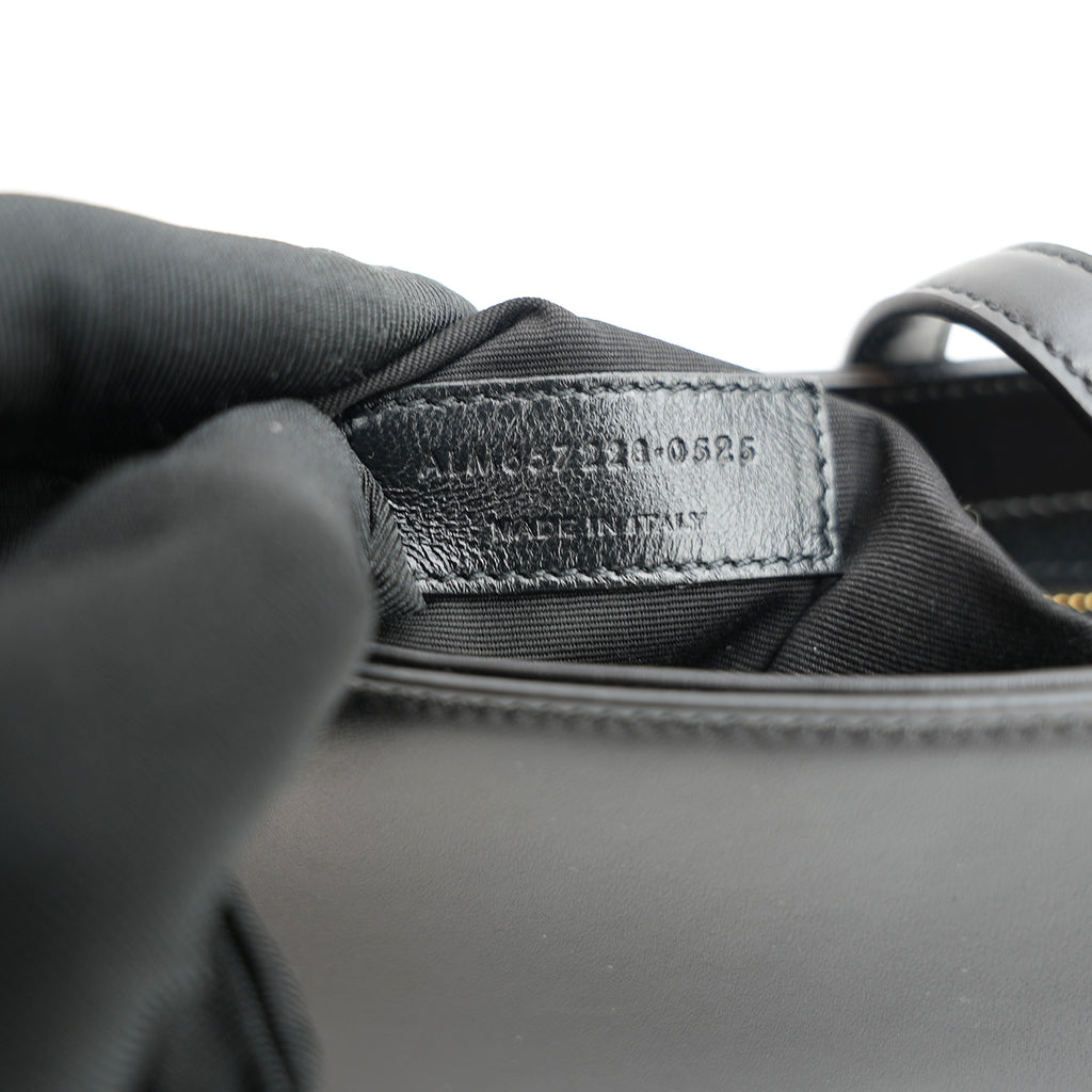 Saint Laurent Le 5 à 7 borsa a spalla nera in pelle liscia con logo YSL dorato