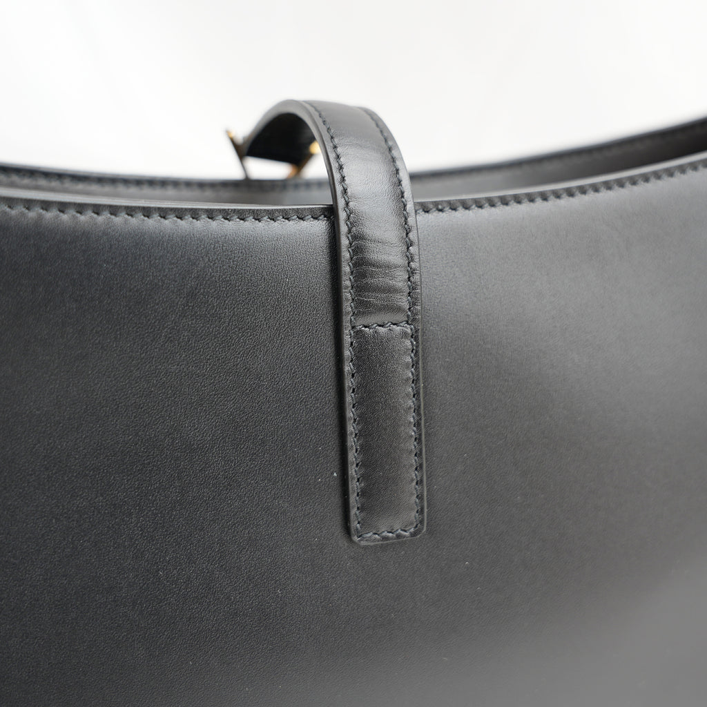 Saint Laurent Le 5 à 7 borsa a spalla nera in pelle liscia con logo YSL dorato