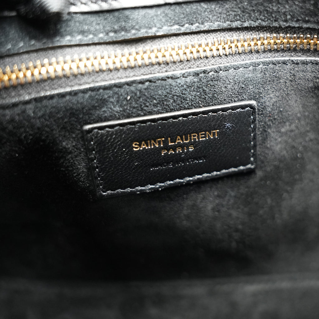 Saint Laurent Le 5 à 7 borsa a spalla nera in pelle liscia con logo YSL dorato