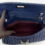 Chanel Bubble Flap Bag in Pelle di Vitello Blu Iridescente Trapuntata