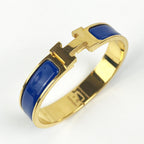 Hermès Bracciale Clic H in Ceramica Blu e Metallo Dorato