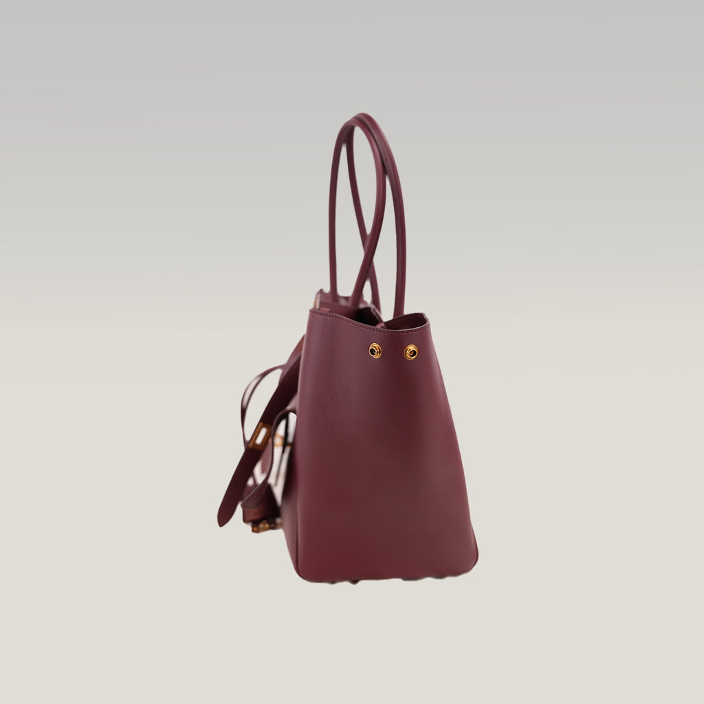 Balenciaga Bel Air Borsa Media in Pelle Bordeaux con Hardware Dorato