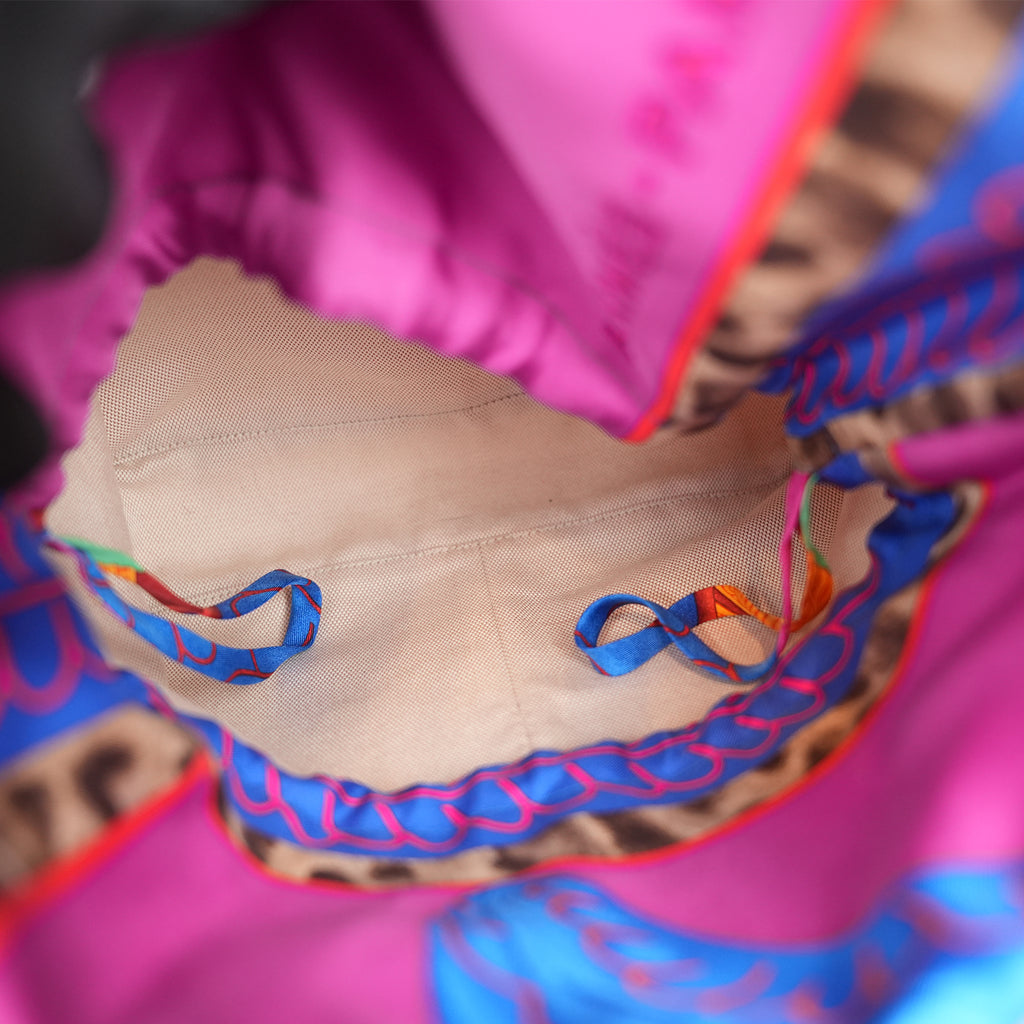 Hermès Petit H Multicolor Silk and Canvas Tote Bag with Leather Handles