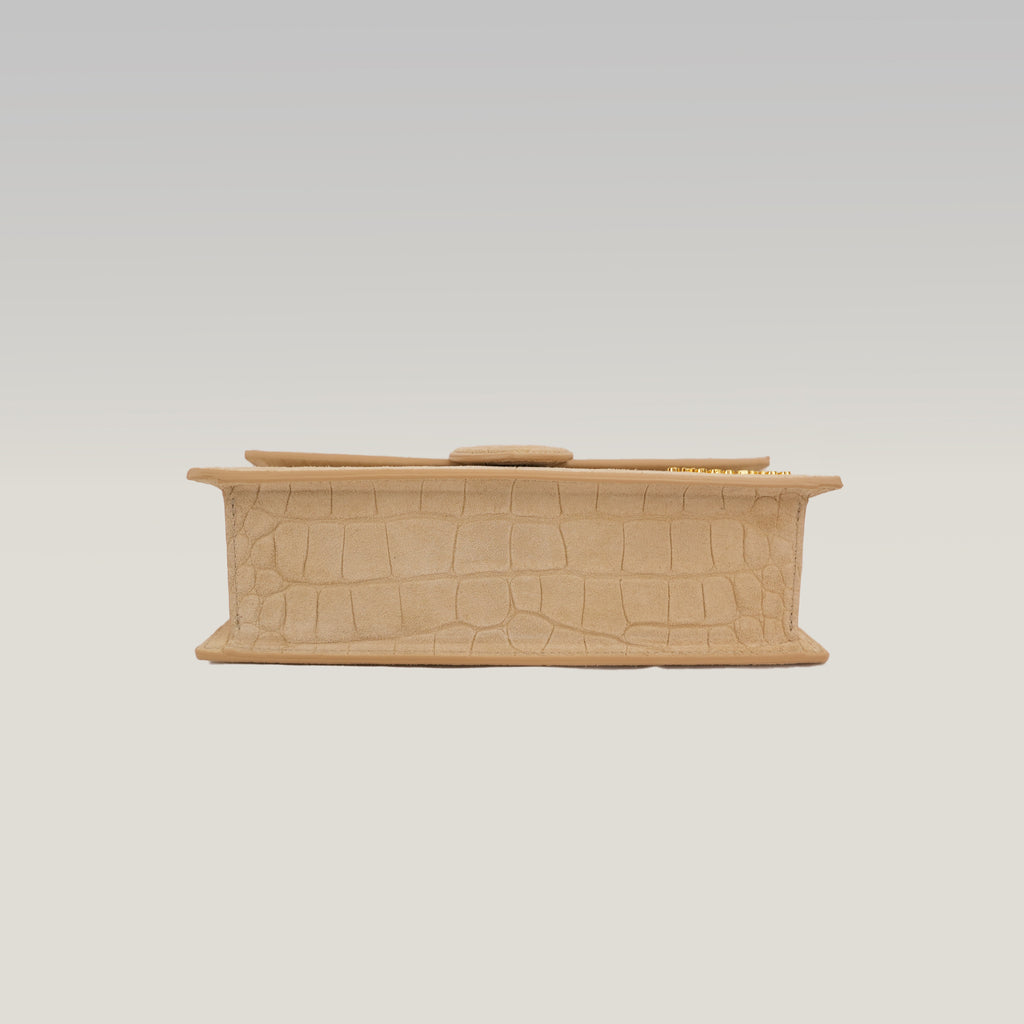Jacquemus Borsa a Mano in Camoscio Beige Effetto Coccodrillo