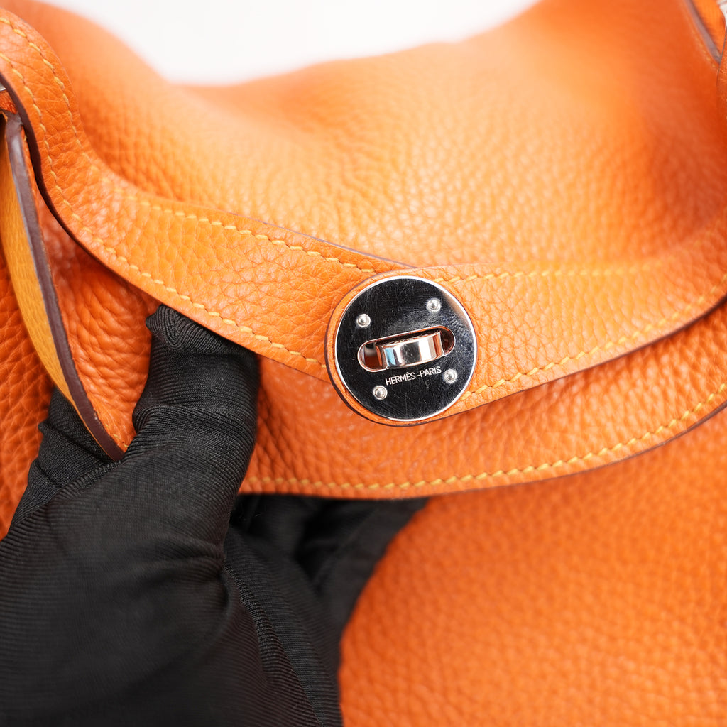 Hermès Lindy 26 Orange Clemence Leather Handbag Top Handle Shoulder Bag