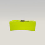 Balenciaga Hourglass XS Borsa a Mano in Pelle Effetto Coccodrillo Giallo Fluo con Logo B Argentato