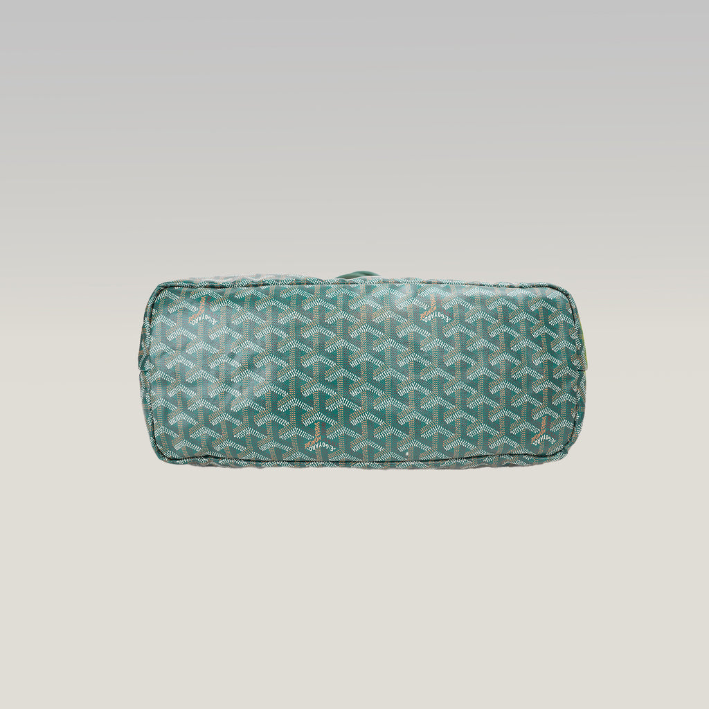 Goyard Saint Louis Tote Bag Verde in Tela Goyardine con Finiture in Pelle e Pochette Coordinata