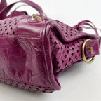 Borsa Balenciaga Classic City Mini Fucsia in Pelle Traforata con Specchietto
