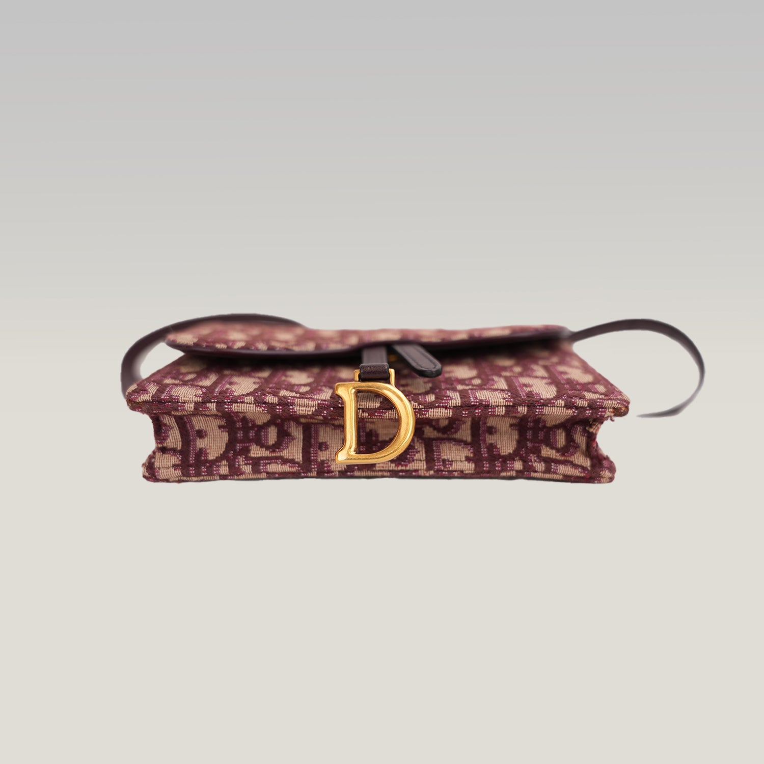 Dior Saddle Pochette Rettangolare in Canvas Oblique Rosso con Charm D Dorato