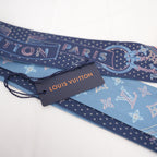 Louis Vuitton Bandeau Silk Scarf Blue Pink Monogram Travel Print Twilly