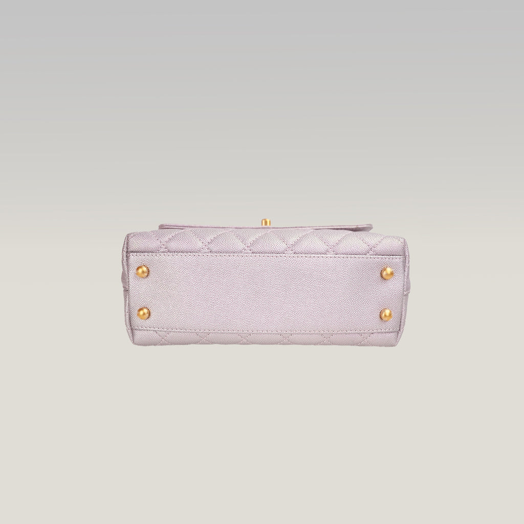 Chanel Coco Handle Small Iridescente Lilla in Pelle Caviar con Hardware Dorato
