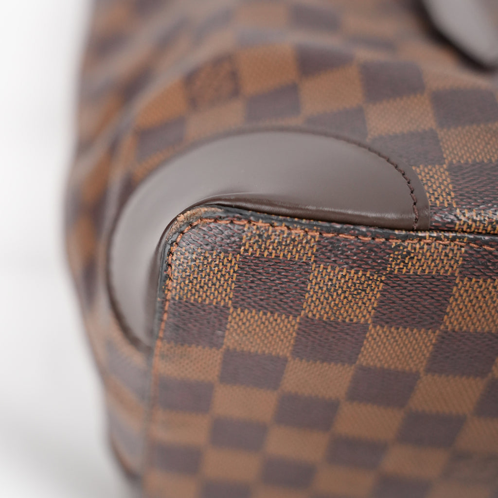 Louis Vuitton Hampstead GM Damier Ebene in Tela Cerata Marrone