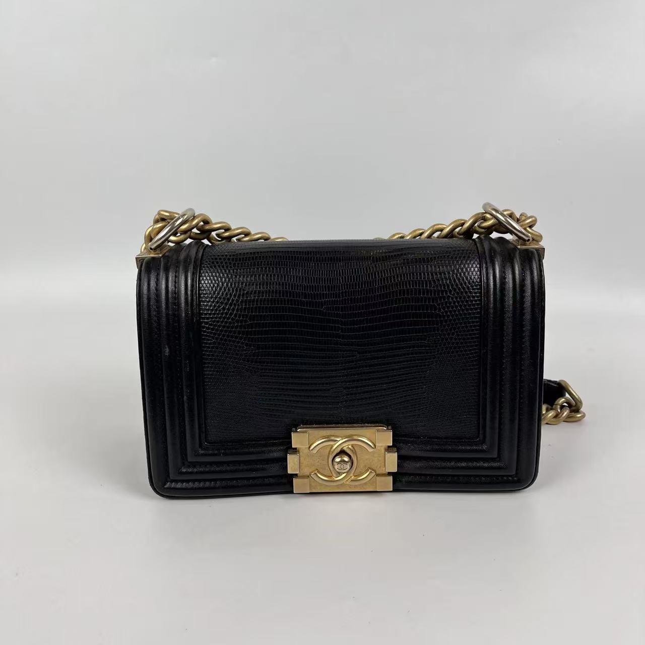 Chanel Le Boy Nero in Pelle di Lucertola