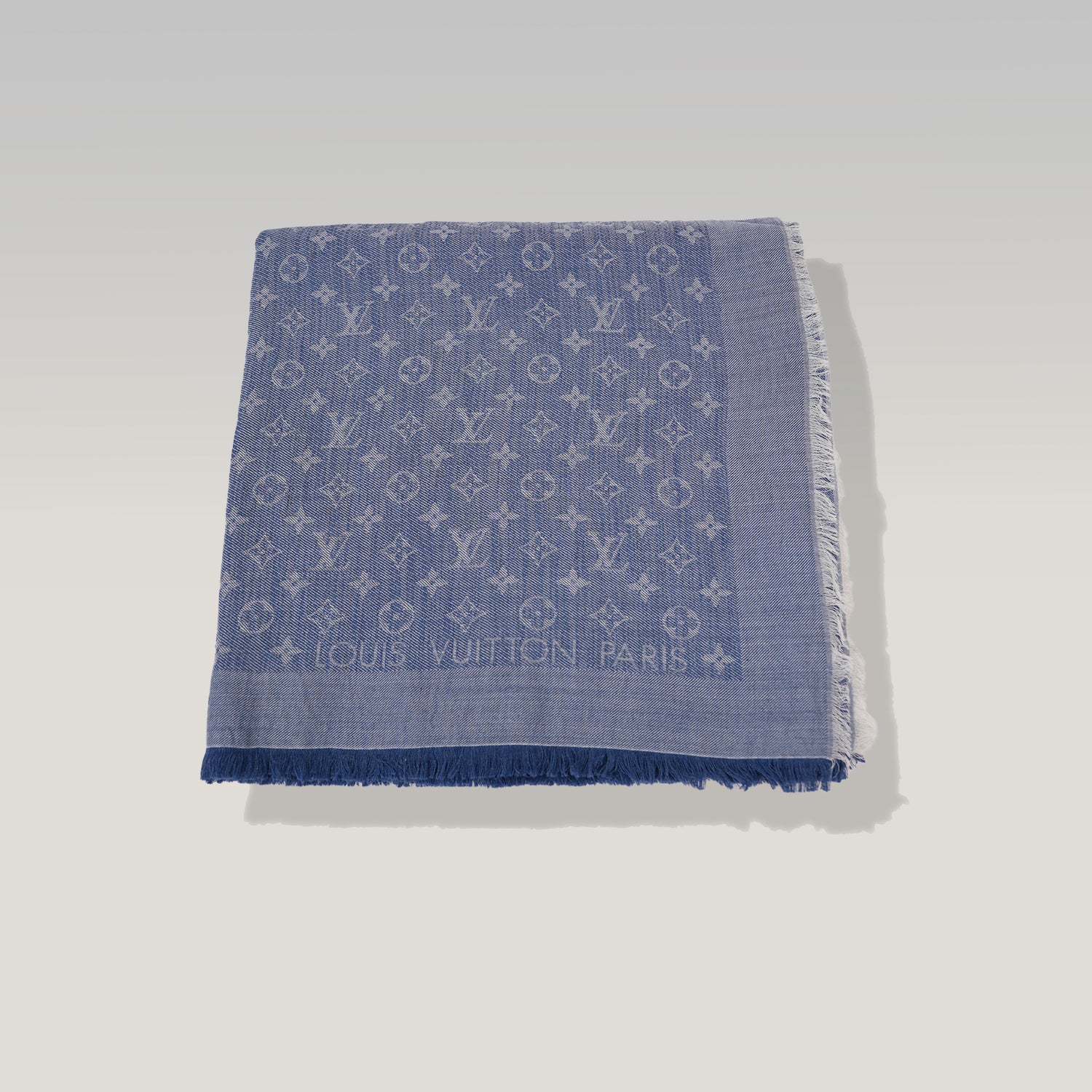 Louis Vuitton Monogram Shawl Blu in Seta e Lana Oversize