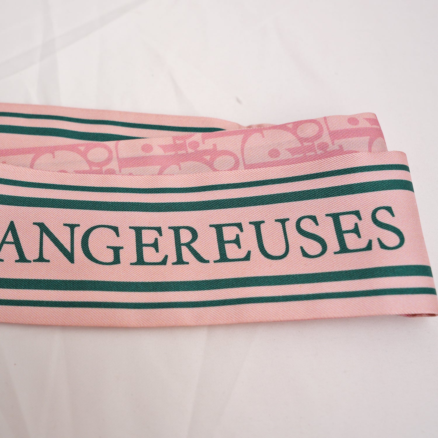 Dior Twilly in Seta Rosa con Logo Dior