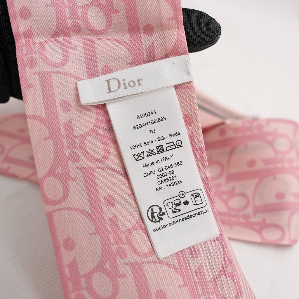 Dior Twilly in Seta Rosa con Logo Dior