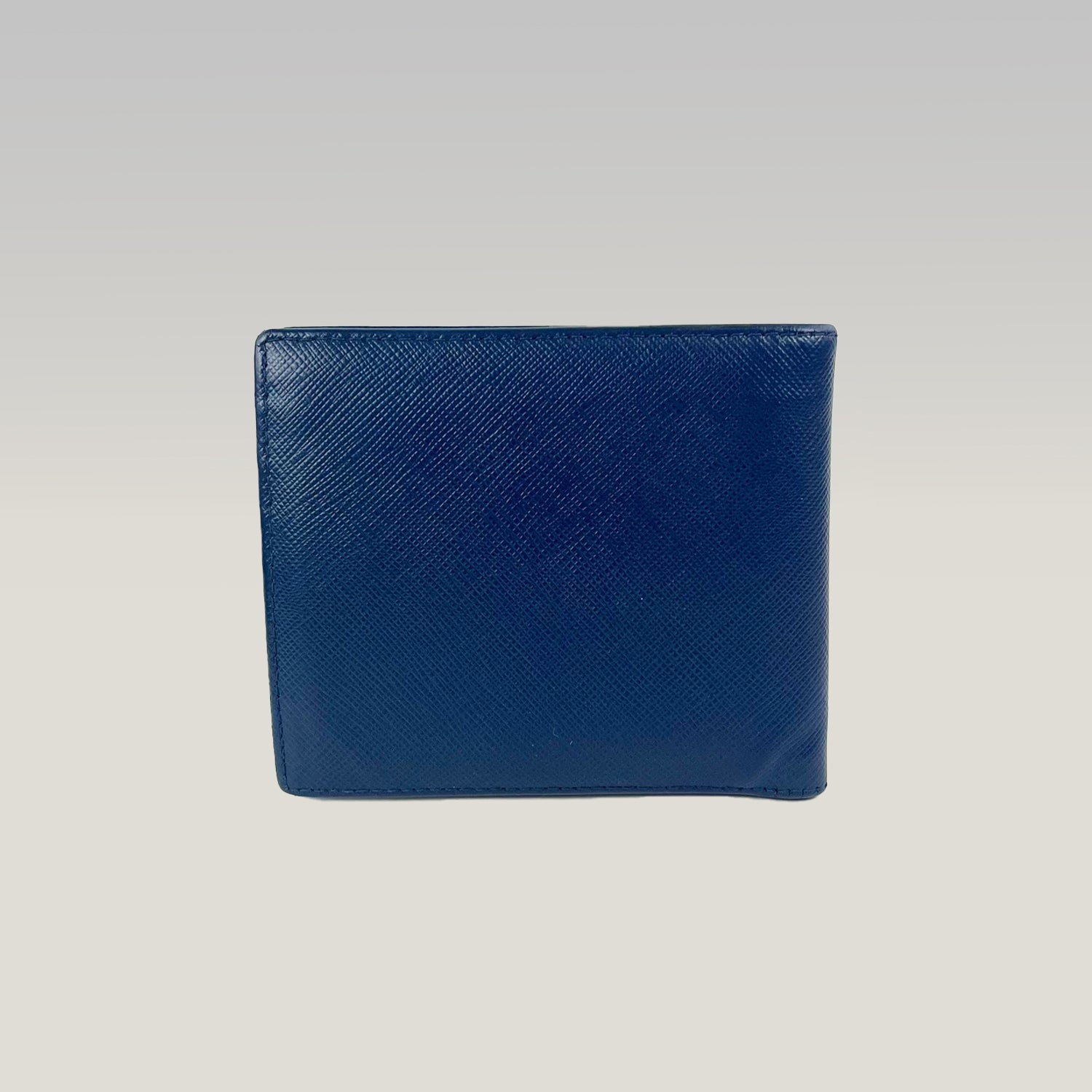 Prada Portafoglio Bifold in Pelle Saffiano Blu Navy