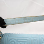 Fendi borsa a spalla in pelle azzurro cielo con logo FF in rilievo