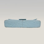 Fendi borsa a spalla in pelle azzurro cielo con logo FF in rilievo