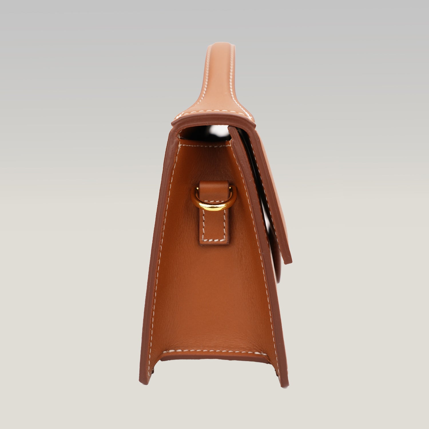 Jacquemus Le Bambino Borsa a Mano in Pelle Marrone con Logo Oro