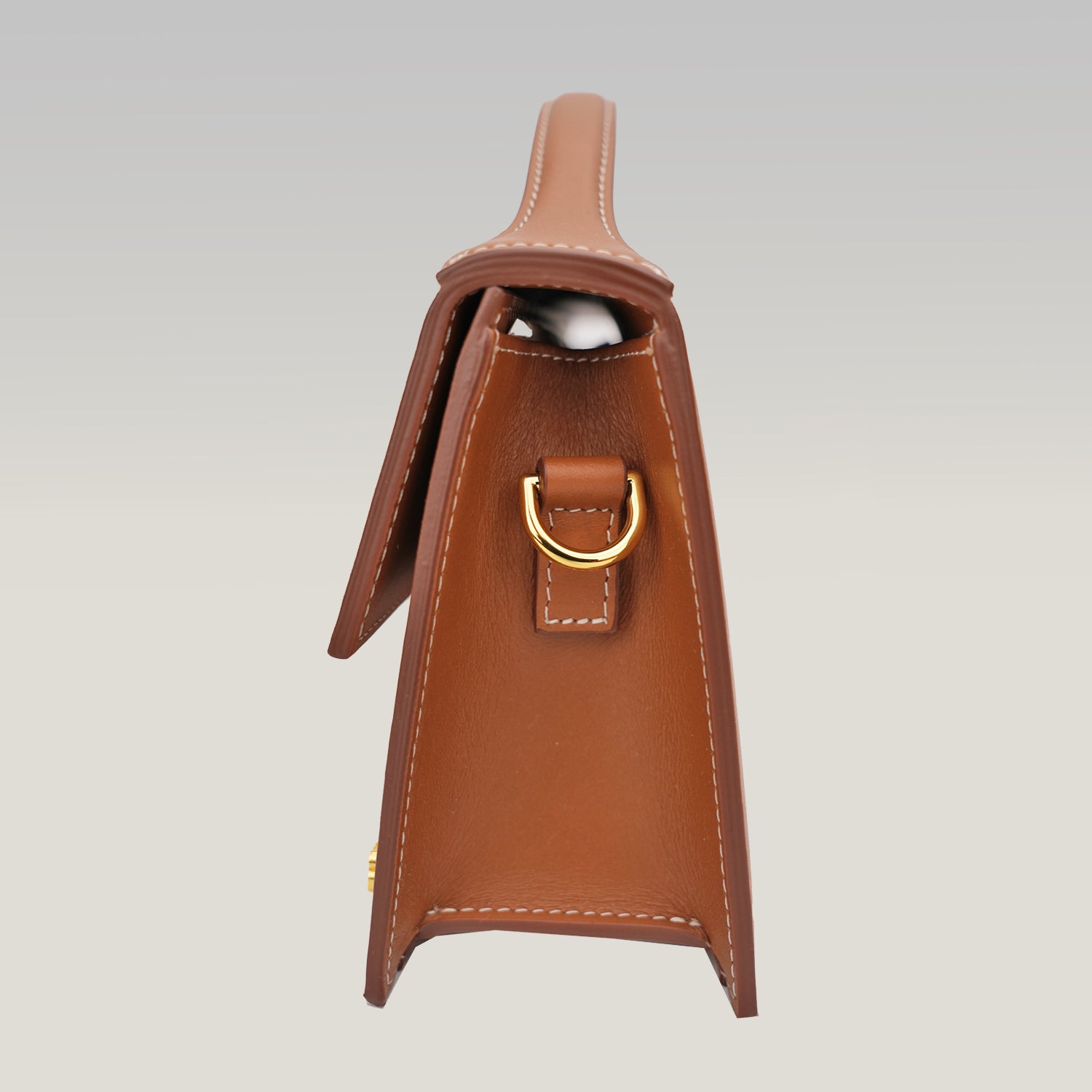Jacquemus Le Bambino Borsa a Mano in Pelle Marrone con Logo Oro